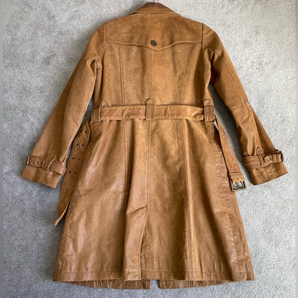 VINTAGE Leather Belted Coat - Picture 2 of 8